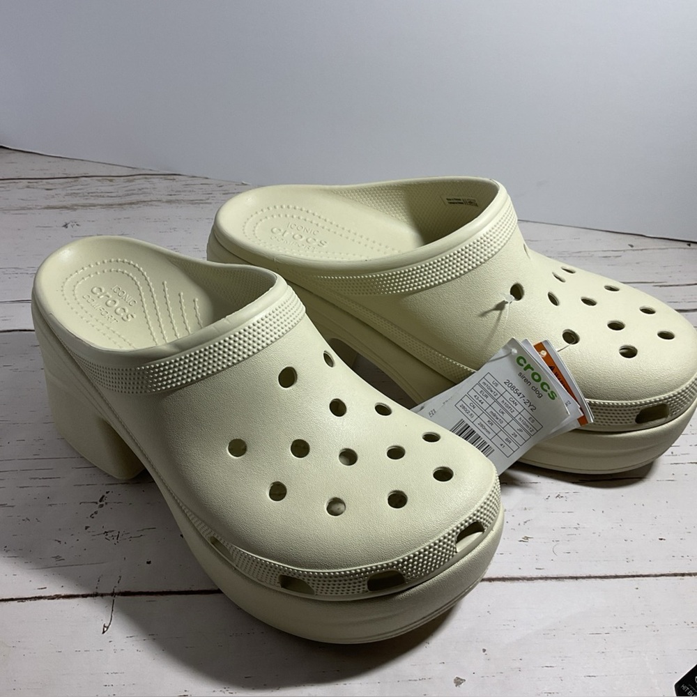 Crocs Siren Clog Bone Beige Platform Heels Men 10 Women 12 New With Tags chunky